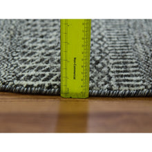 Load image into Gallery viewer, 10&#39;x10&#39; Neutral And Anchor Gray, Tone On Tone, Undyed 100% Wool, Hand Knotted Modern Grass Design, Round Oriental Rug FWR478368