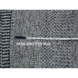 10'x10' Neutral And Anchor Gray, Tone On Tone, Undyed 100% Wool, Hand Knotted Modern Grass Design, Round Oriental Rug FWR478368