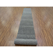Load image into Gallery viewer, 2&#39;7&quot;x20&#39; Cloudburst Gray, Modern Grass Design, Undyed 100% Wool, Hand Knotted, Xl Runner Oriental Tone On Tone Rug FWR478392