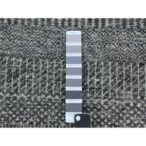 2'7"x20' Cloudburst Gray, Modern Grass Design, Undyed 100% Wool, Hand Knotted, Xl Runner Oriental Tone On Tone Rug FWR478392