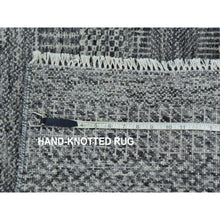 Load image into Gallery viewer, 2&#39;7&quot;x20&#39; Cloudburst Gray, Modern Grass Design, Undyed 100% Wool, Hand Knotted, Xl Runner Oriental Tone On Tone Rug FWR478392