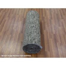 Load image into Gallery viewer, 2&#39;7&quot;x15&#39;10&quot; Steeple Gray, Modern Pure Undyed Wool Grass Design, Tone On Tone, Xl Runner Hand Knotted Oriental Rug FWR478398