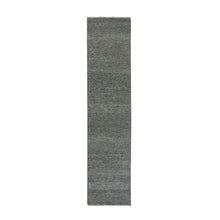 Load image into Gallery viewer, 2&#39;7&quot;x11&#39;8&quot; Flint Gray, Modern Hand Knotted Grass Design, 100% Undyed Wool, Tone on Tone, Runner Oriental Rug FWR478410