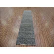Load image into Gallery viewer, 2&#39;7&quot;x11&#39;8&quot; Flint Gray, Modern Hand Knotted Grass Design, 100% Undyed Wool, Tone on Tone, Runner Oriental Rug FWR478410