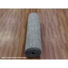 Load image into Gallery viewer, 2&#39;7&quot;x11&#39;8&quot; Flint Gray, Modern Hand Knotted Grass Design, 100% Undyed Wool, Tone on Tone, Runner Oriental Rug FWR478410