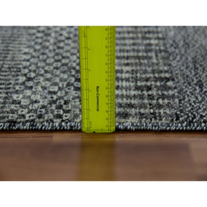 2'7"x11'8" Flint Gray, Modern Hand Knotted Grass Design, 100% Undyed Wool, Tone on Tone, Runner Oriental Rug FWR478410