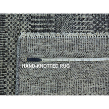 Load image into Gallery viewer, 2&#39;7&quot;x11&#39;8&quot; Flint Gray, Modern Hand Knotted Grass Design, 100% Undyed Wool, Tone On Tone, Runner Oriental Rug FWR478410