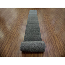 Load image into Gallery viewer, 2&#39;5&quot;x32&#39;3&quot; Oyster Mushroom Gray, Hand Knotted, Undyed 100% Wool, Modern Grass Design, Tone On Tone, Oriental Xl Runner Rug FWR478416