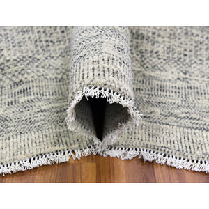 12'2"x15'4" Gentle Gray, Hand Knotted Tone On Tone, Modern Grass Design, Soft Natural Undyed Wool, Oversized Oriental Rug FWR478422