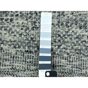 12'2"x15'4" Gentle Gray, Hand Knotted Tone On Tone, Modern Grass Design, Soft Natural Undyed Wool, Oversized Oriental Rug FWR478422