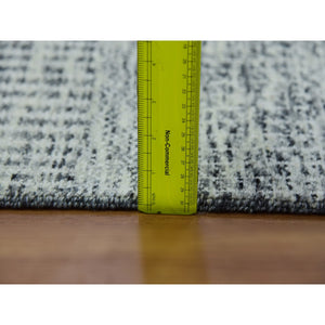 12'2"x15'4" Gentle Gray, Hand Knotted Tone On Tone, Modern Grass Design, Soft Natural Undyed Wool, Oversized Oriental Rug FWR478422