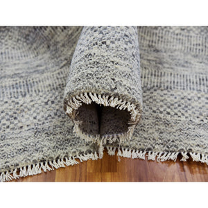 12'2x15'4" Ice Cube Gray, Pure Undyed Wool Modern Grass Tone On Tone Design, Oversized Hand Knotted Oriental Rug FWR478428