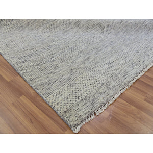 12'2x15'4" Ice Cube Gray, Pure Undyed Wool Modern Grass Tone On Tone Design, Oversized Hand Knotted Oriental Rug FWR478428