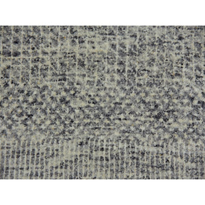12'2x15'4" Ice Cube Gray, Pure Undyed Wool Modern Grass Tone On Tone Design, Oversized Hand Knotted Oriental Rug FWR478428