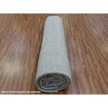 Load image into Gallery viewer, 12&#39;2x15&#39;4&quot; Ice Cube Gray, Pure Undyed Wool Modern Grass Tone On Tone Design, Oversized Hand Knotted Oriental Rug FWR478428