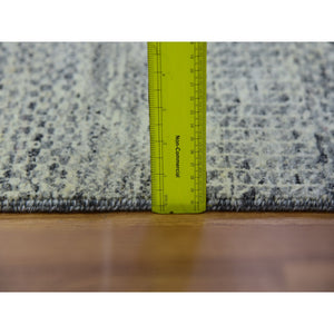 12'2x15'4" Ice Cube Gray, Pure Undyed Wool Modern Grass Tone On Tone Design, Oversized Hand Knotted Oriental Rug FWR478428