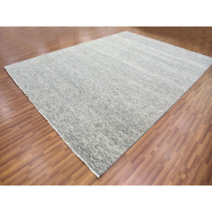 10'x13'10" Vintage Gray, Soft Natural Undyed Wool, Modern Grass Design, Tone On Tone,  Hand Knotted, Oriental Rug FWR478434