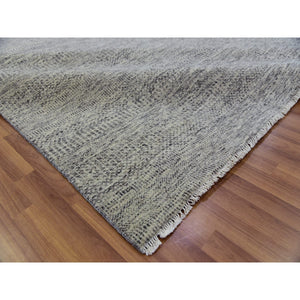 10'x13'10" Vintage Gray, Soft Natural Undyed Wool, Modern Grass Design, Tone On Tone,  Hand Knotted, Oriental Rug FWR478434
