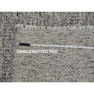 10'x13'10" Vintage Gray, Soft Natural Undyed Wool, Modern Grass Design, Tone On Tone,  Hand Knotted, Oriental Rug FWR478434