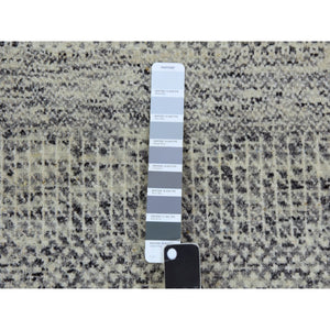 9'x12'4" Laid Back Gray, Modern Grass Design, Tone On Tone, Organic Undyed Wool, Hand Knotted, Oriental Rug FWR478446