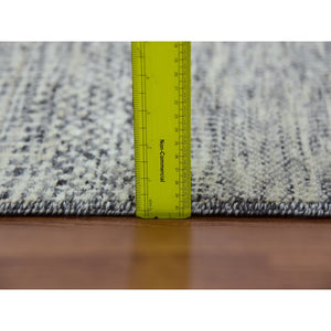 9'x12'4" Laid Back Gray, Modern Grass Design, Tone On Tone, Organic Undyed Wool, Hand Knotted, Oriental Rug FWR478446