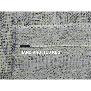 9'x12'4" Laid Back Gray, Modern Grass Design, Tone On Tone, Organic Undyed Wool, Hand Knotted, Oriental Rug FWR478446