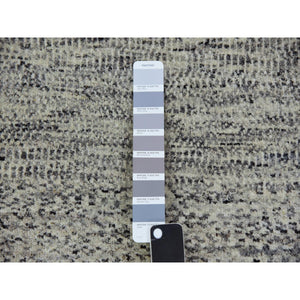 4'x6'2" Rock Ridge Gray, Hand Knotted, Modern Tone On Tone Grass Design, Undyed Pure Wool, Oriental Rug FWR478458