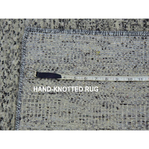 4'x6'2" Rock Ridge Gray, Hand Knotted, Modern Tone On Tone Grass Design, Undyed Pure Wool, Oriental Rug FWR478458