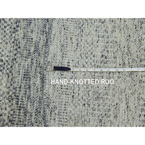 5'x5' Platinum Gray, Tone On Tone, Undyed 100% Wool, Hand Knotted, Modern Grass Design, Round Oriental Rug FWR478476