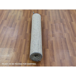 3'x5'6" 100% Undyed Wool, Modern Hand Knotted Grass Design, Tone On Tone, Oriental Rug FWR478482