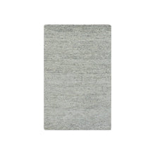 Load image into Gallery viewer, 3&#39;x5&#39;6&quot; Light Gray, Modern Grass Design, Tone on Tone, Undyed Pure Wool, Hand Knotted, Oriental Rug FWR478488