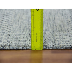 3'x5'6" Light Gray, Modern Grass Design, Tone on Tone, Undyed Pure Wool, Hand Knotted, Oriental Rug FWR478488