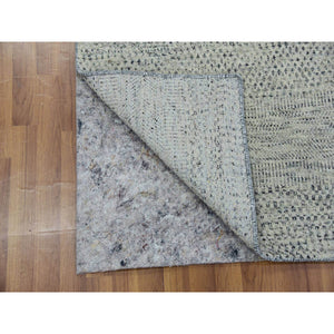 3'x5'6" Medium with Light Slate Gray, Hand Knotted, Modern Tone on Tone Grass Design, Undyed Pure Wool, Oriental Rug FWR478494