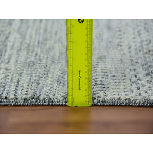 3'1"x5'7" Stone Gray, Modern Undyed Natural Wool Grass Design, Tone on Tone, Hand Knotted Oriental Rug FWR478500