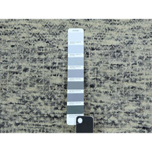 Load image into Gallery viewer, 2&#39;5&quot;x29&#39;7&quot; Heather And Camouflage Gray, Undyed Organic Wool Grass Design, Tone On Tone, Hand Knotted Xl Runner Oriental Rug FWR478506