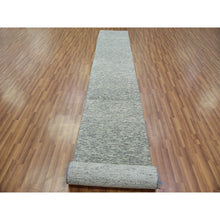 Load image into Gallery viewer, 2&#39;6&quot;x18&#39;5&quot; Perfect with Graphite Gray, Tone on Tone, Hand Knotted, Pure Undyed Wool, Modern XL Runner Grass Design, Oriental Rug FWR478512