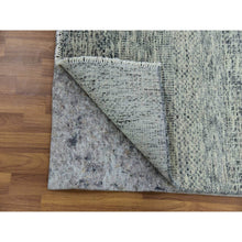 Load image into Gallery viewer, 2&#39;6&quot;x18&#39;5&quot; Perfect with Graphite Gray, Tone on Tone, Hand Knotted, Pure Undyed Wool, Modern XL Runner Grass Design, Oriental Rug FWR478512