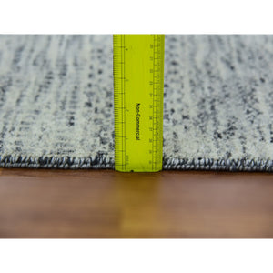 2'6"x18'5" Perfect with Graphite Gray, Tone on Tone, Hand Knotted, Pure Undyed Wool, Modern XL Runner Grass Design, Oriental Rug FWR478512