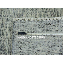 Load image into Gallery viewer, 2&#39;6&quot;x18&#39;5&quot; Perfect with Graphite Gray, Tone on Tone, Hand Knotted, Pure Undyed Wool, Modern XL Runner Grass Design, Oriental Rug FWR478512