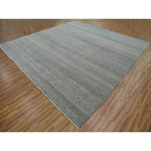 Load image into Gallery viewer, 12&#39;x12&#39; Best Gray, Tone On Tone, Modern Organic Undyed Wool Hand Knotted Grass Design, Square Oriental Rug FWR478530