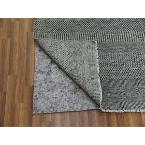 12'x12' Best Gray, Tone On Tone, Modern Organic Undyed Wool Hand Knotted Grass Design, Square Oriental Rug FWR478530