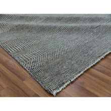 Load image into Gallery viewer, 12&#39;x12&#39; Best Gray, Tone On Tone, Modern Organic Undyed Wool Hand Knotted Grass Design, Square Oriental Rug FWR478530
