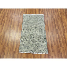 Load image into Gallery viewer, 2&#39;x3&#39;3&quot; Echo Gray, Undyed Natural Wool, Hand Knotted Tone On Tone, Modern Grass Design, Mat Oriental Rug FWR478536