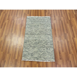 2'x3'3" Echo Gray, Undyed Natural Wool, Hand Knotted Tone On Tone, Modern Grass Design, Mat Oriental Rug FWR478536