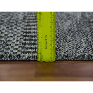2'4"x27'9" Monument Gray, Hand Knotted, Modern Natural Undyed Wool, Tone On Tone Grass Design, Xl Runner Oriental Rug FWR478548