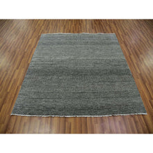 Load image into Gallery viewer, 6&#39;x6&#39; Flannel Gray, Undyed 100% Wool, Modern Grass Design, Hand Knotted, Square Oriental Rug FWR478554