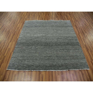 6'x6' Flannel Gray, Undyed 100% Wool, Modern Grass Design, Hand Knotted, Square Oriental Rug FWR478554