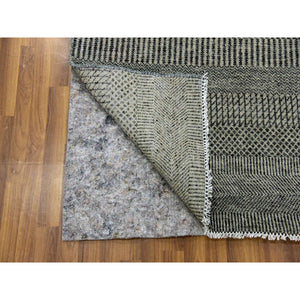 6'x6' Flannel Gray, Undyed 100% Wool, Modern Grass Design, Hand Knotted, Square Oriental Rug FWR478554