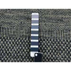 6'x6' Flannel Gray, Undyed 100% Wool, Modern Grass Design, Hand Knotted, Square Oriental Rug FWR478554