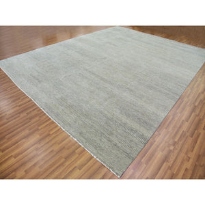 11'10"x15'4" Templeton Gray, Natural Undyed Wool, Modern Hand Knotted Grass Design,  Tone On Tone Oriental Oversized Rug FWR478560